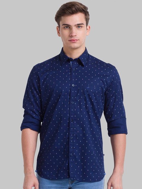 

Parx Men Blue Slim Fit Printed Casual Shirt