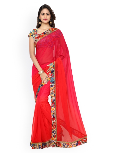 

Florence Red Solid Faux Georgette Saree