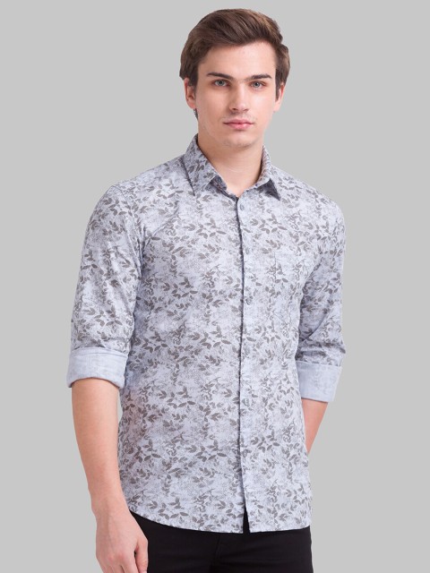 

Parx Men Grey Slim Fit Printed Casual Shirt