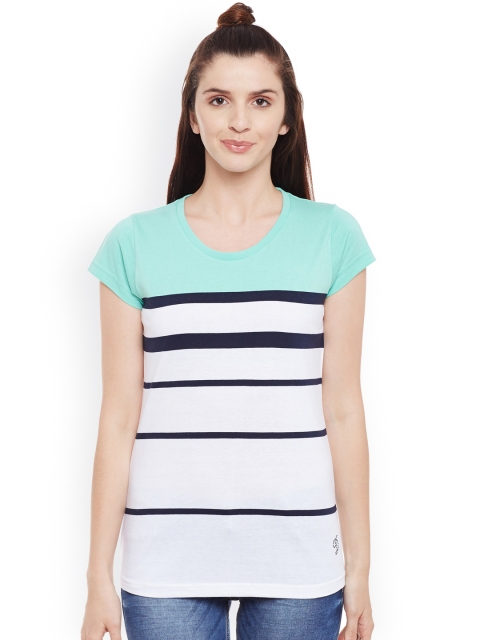 

Duke Women White & Blue Striped Top
