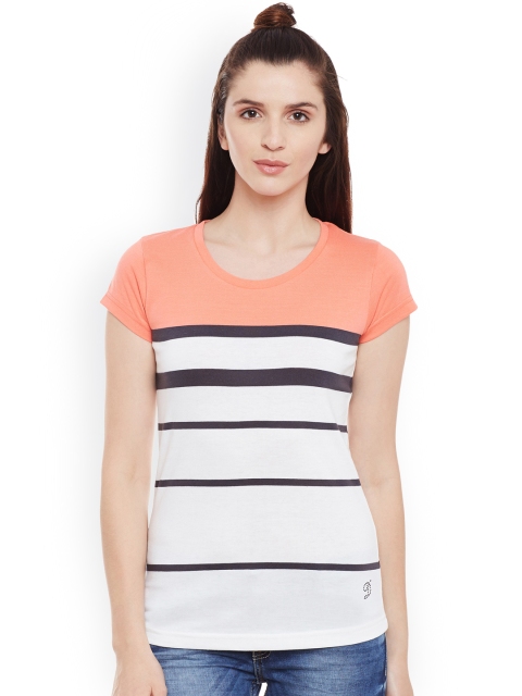 

Duke Women Off-White & Orange Striped Top