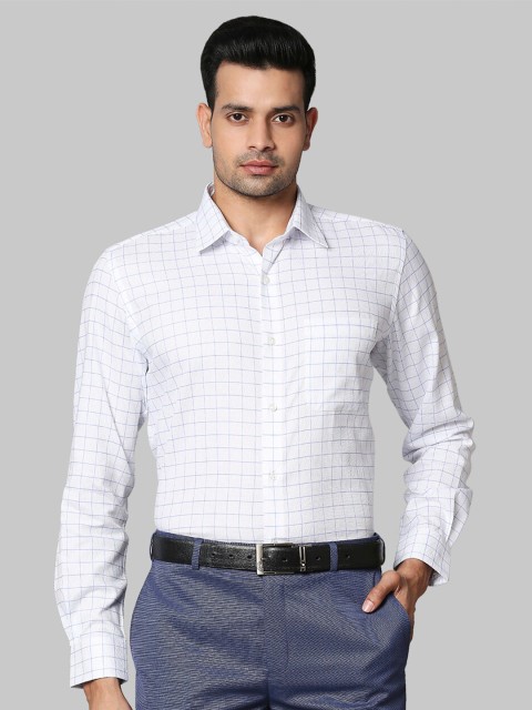 

Raymond Men White Grid Tattersall Checks Checked Formal Shirt