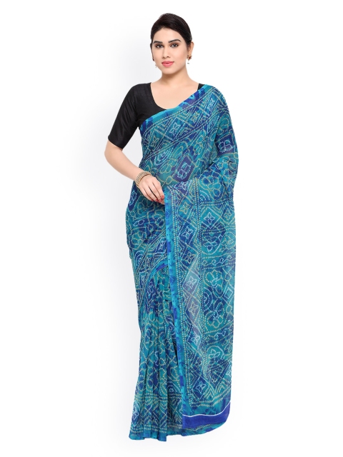 

Vaamsi Blue Poly Chiffon Bandhani Print Saree