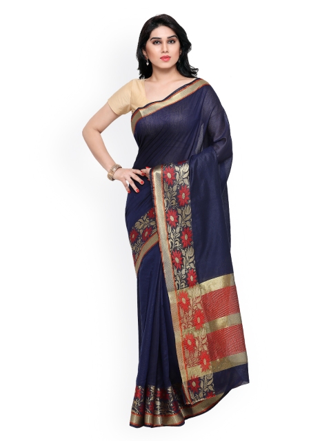 

Vaamsi Navy Pure Cotton Jacquard Woven Design Banarasi Saree, Navy blue