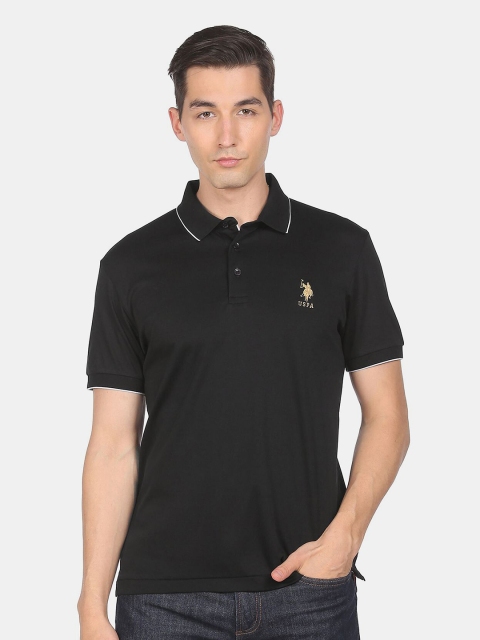 

U S Polo Assn Men Black Polo Collar T-shirt