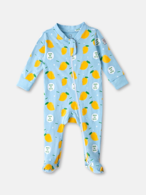 

Cuddles for Cubs Infant Blue Printed Pure Cotton Sleepsuit