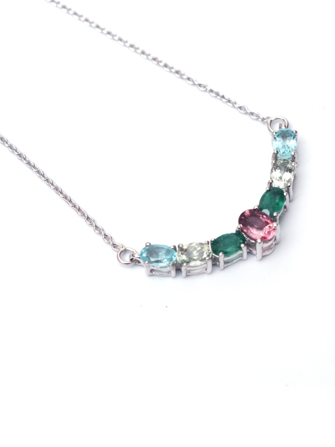 

HIFLYER JEWELS Silver-Toned & Blue Sterling Silver Rhodium-Plated Necklace