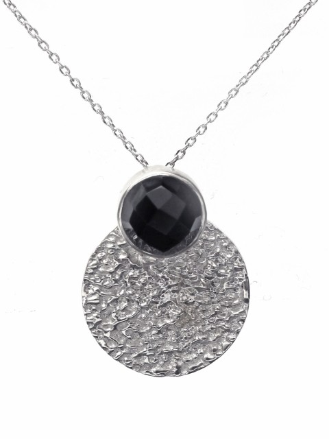 

HIFLYER JEWELS Silver-Toned & Black Sterling Silver Rhodium-Plated Necklace