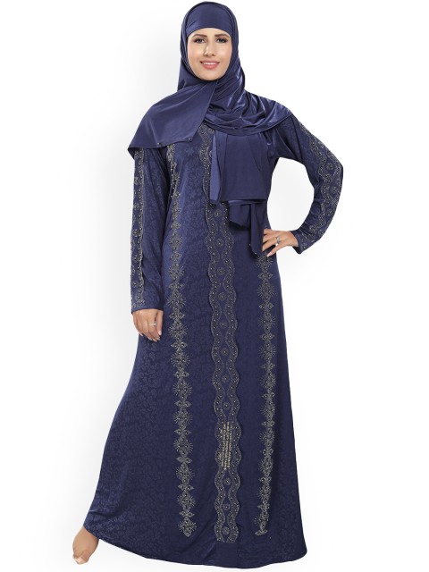 

TUCUTE Women Blue Embellished Burqas With Hijab