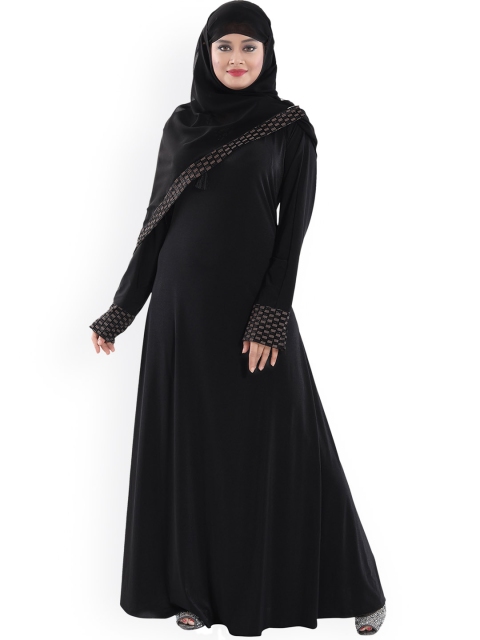 

TUCUTE Women Black Solid Abaya Burqa With Hijab