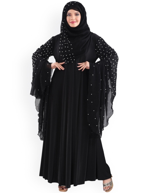 

TUCUTE Women Black Solid Abaya Burqa With Hijab