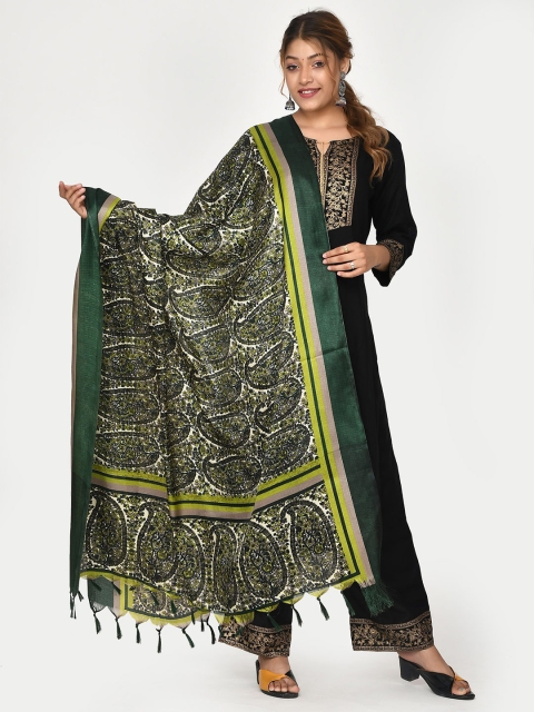 

Kesarya Green & White Ethnic Motifs Printed Dupatta