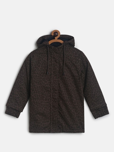 

TALES & STORIES Unisex Kids Brown Outdoor Tailored Jacket with Patchwork