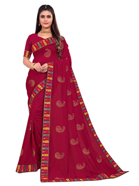 

Kuvarba Fashion Peach-Coloured & Yellow Ethnic Motifs Embroidered Silk Blend Saree