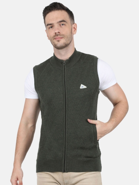 

Monte Carlo Men Olive Green Cable Knit Woolen Cardigan