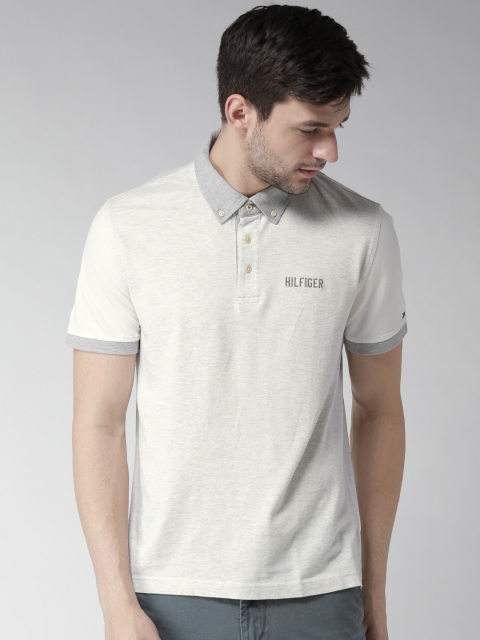

Tommy Hilfiger Men Grey Melange Solid Button-Down T-shirt