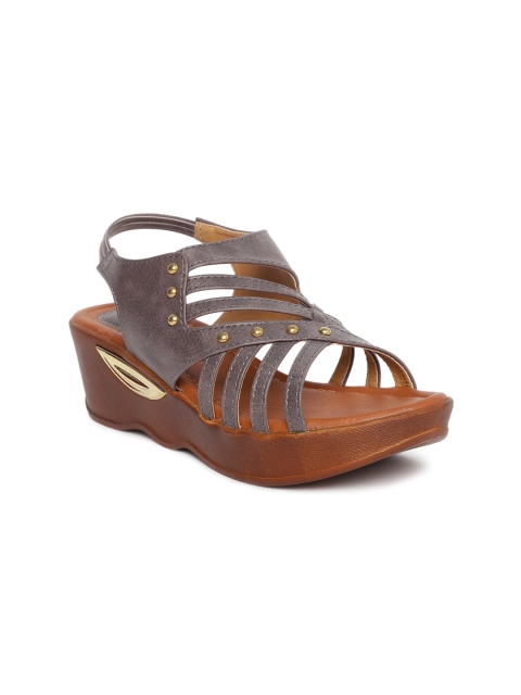 

EVERLY Grey Wedge Sandals with Laser Cuts