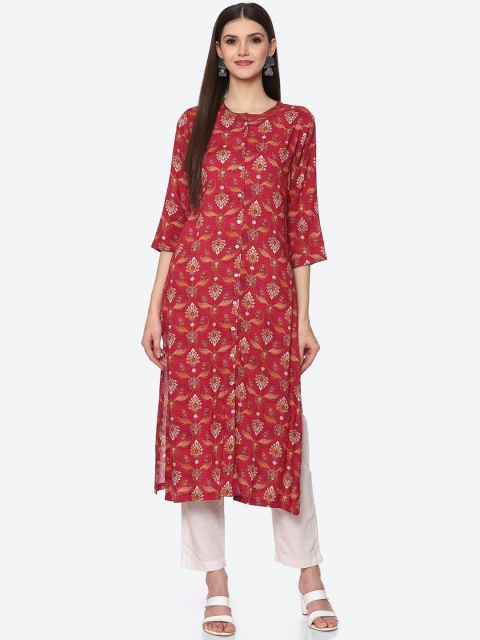 

Biba Women Red Ethnic Motifs Printed Kurta