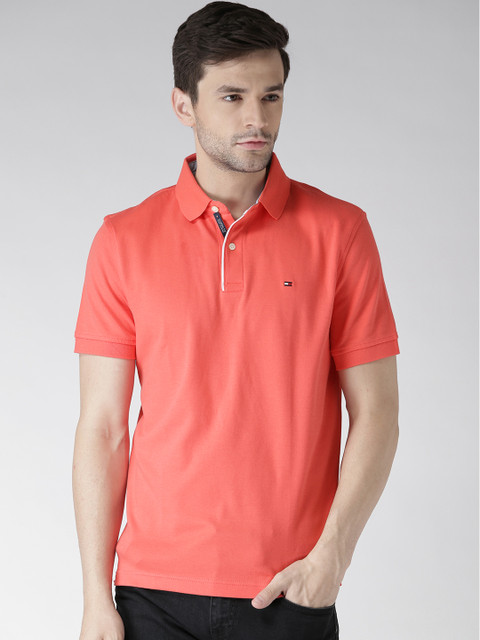 

Tommy Hilfiger Men Red Classic Fit Solid Polo T-shirt