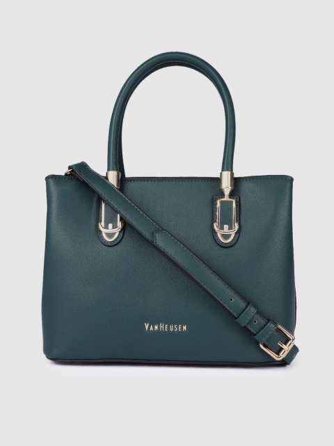 

Van Heusen Teal Green Solid PU Regular Structured Handheld Bag