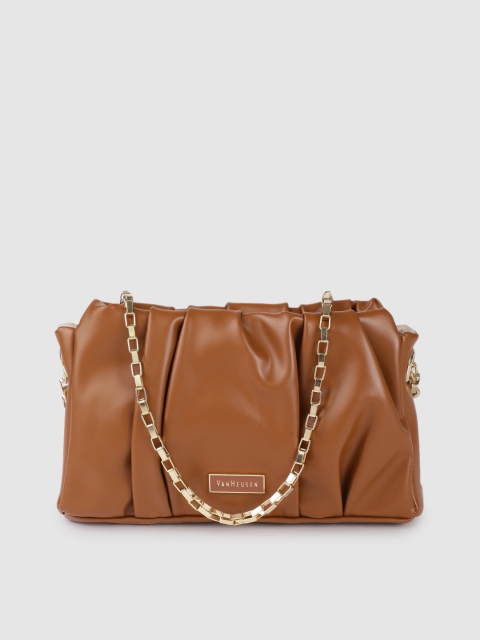 

Van Heusen Brown Solid Structured Sling Bag