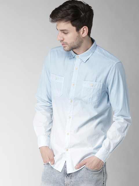 

Tommy Hilfiger Men Blue Custom Fit Ombre-Dyed Casual Shirt