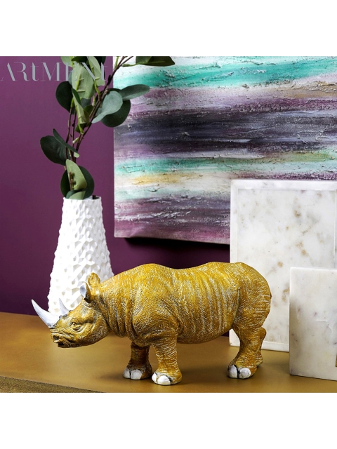 

THE ARTMENT Golden Rhino Table Showpiece, Gold