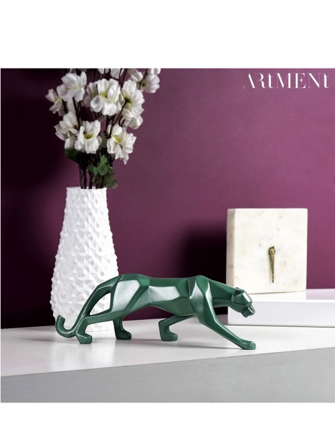 

THE ARTMENT Green Geometric Panther Modern Art Statue Showpiece