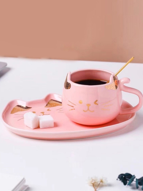 

Nestasia Pink Printed Ceramic Glossy Cups Set of Cups and Mugs