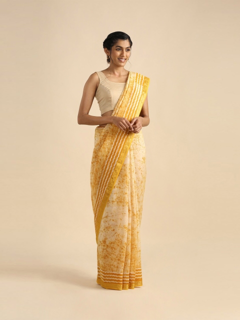 

Taneira Yellow & Mustard Floral Silk Cotton Saree