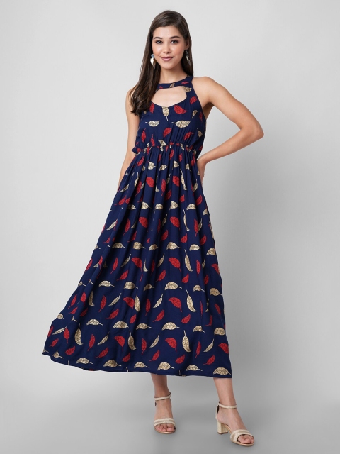 

DAEVISH Blue Halter Neck Maxi Dress