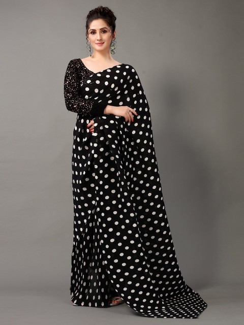 

HRITIKA Black & White Saree