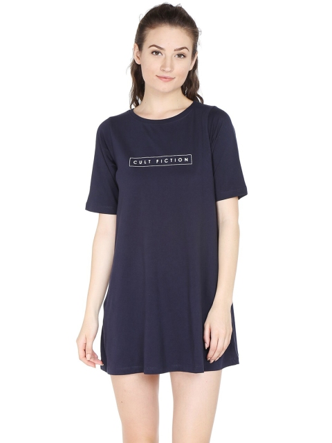 

CULT FICTION Navy Blue & reflecting pond T-shirt Mini Dress
