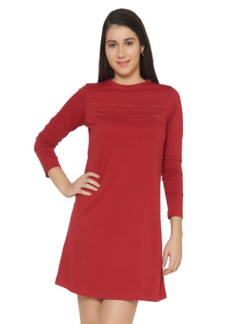 

CULT FICTION Maroon A-Line Dress