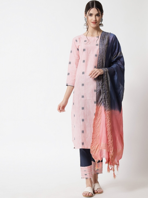 

VredeVogel Women Pink Ethnic Motifs Printed Pure Cotton Kurta with Trousers & With Dupatta