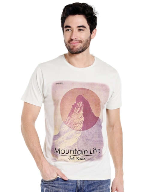 

CULT FICTION Men Off White Printed T-shirt