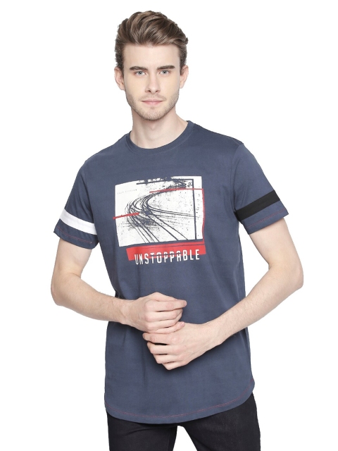 

CULT FICTION Men Blue Printed Applique T-shirt