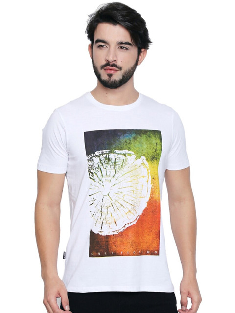 

CULT FICTION Men White Printed Applique T-shirt