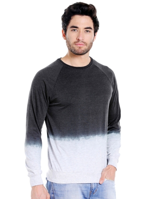 

CULT FICTION Men White Tie and Dye Dyed Henley Neck T-shirt