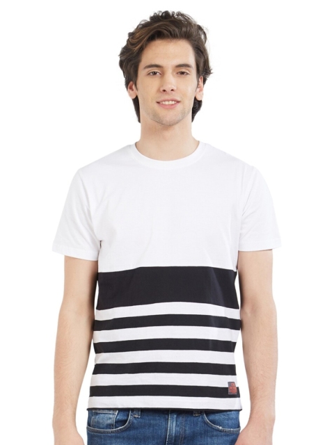 

CULT FICTION Men White Colourblocked High Neck T-shirt