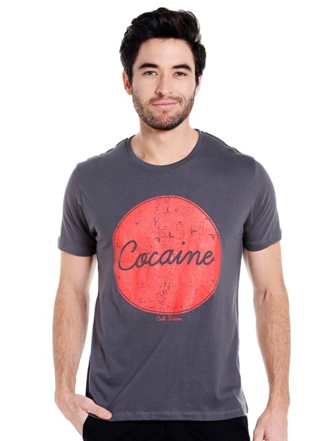 

CULT FICTION Men Charcoal Printed T-shirt