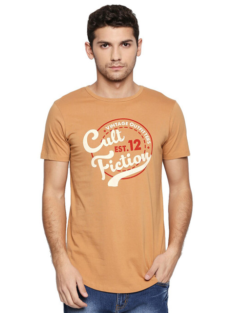 

CULT FICTION Men Yellow Typography Printed Applique T-shirt
