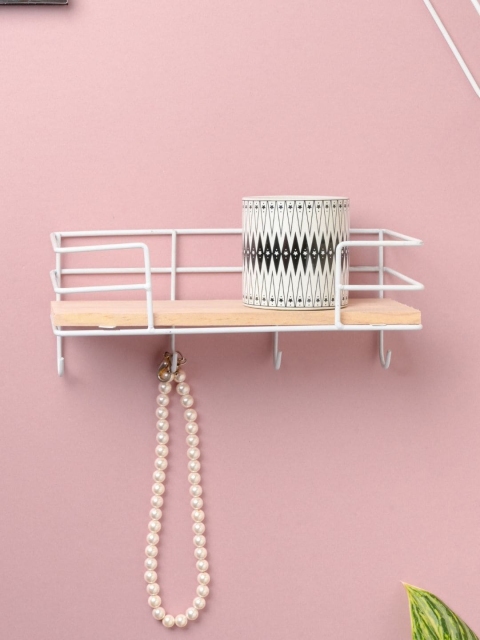 

Nestasia White Metal Wall Shelf with Keyholders