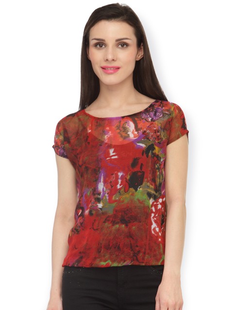 

Cation Women Red Printed Top