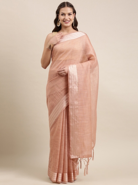 

Granthva Fab Orange & Silver-Toned Zari Ready to Wear Saree