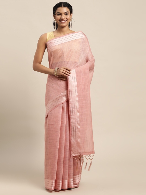 

Granthva Fab Pink & Gold-Toned Zari Ready to Wear Saree