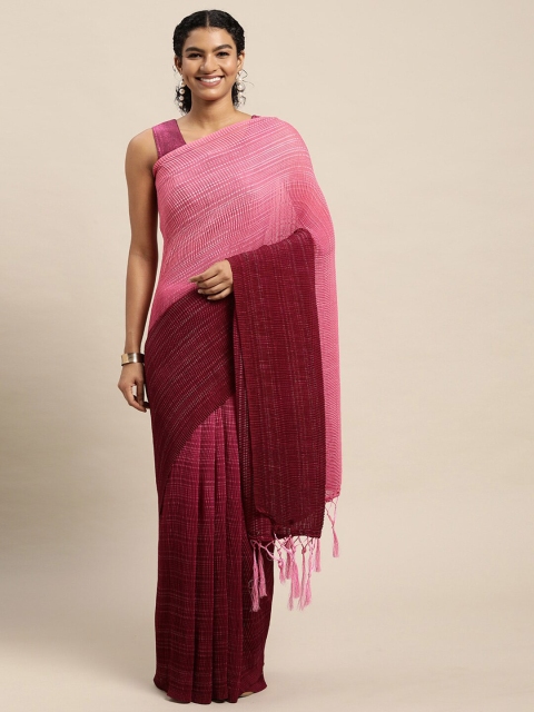 

Granthva Fab Pink & Silver-Toned Embellished Silk Blend Ready to Wear Saree
