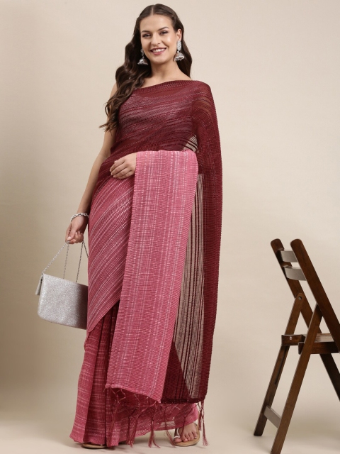 

Granthva Fab Pink & Pink Embellished Silk Blend Ready to Wear Saree