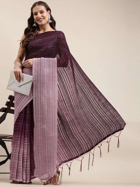 

Granthva Fab Purple Embellished Silk Blend Ready to Wear Saree