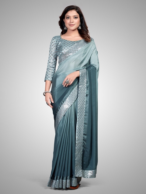 

Granthva Fab Grey Embellished Sequinned Silk Blend Ready to Wear Saree